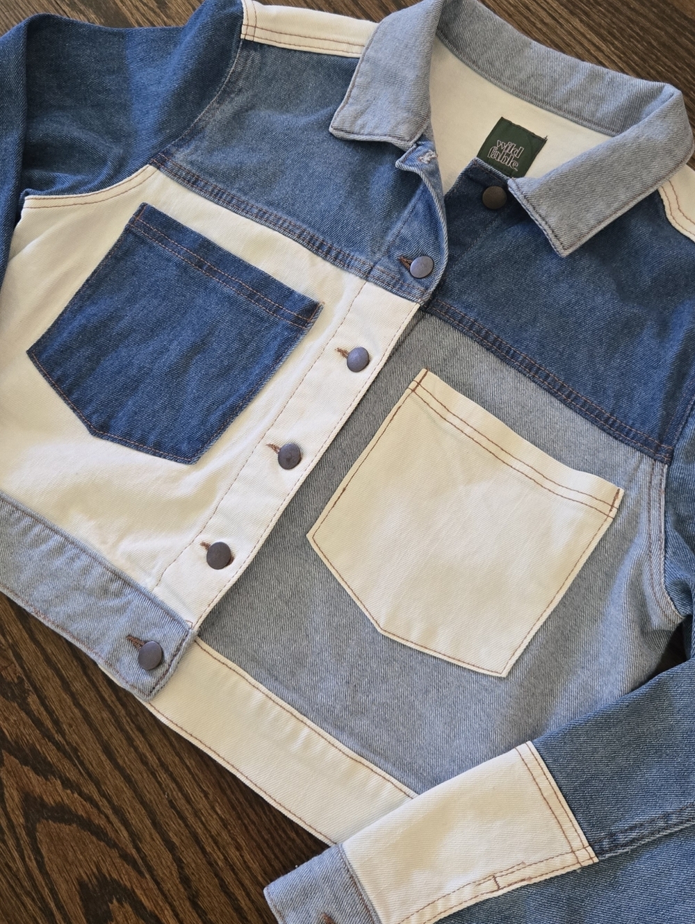 wild fable patchwork denim jacket | size m | colorblock cropped jacket